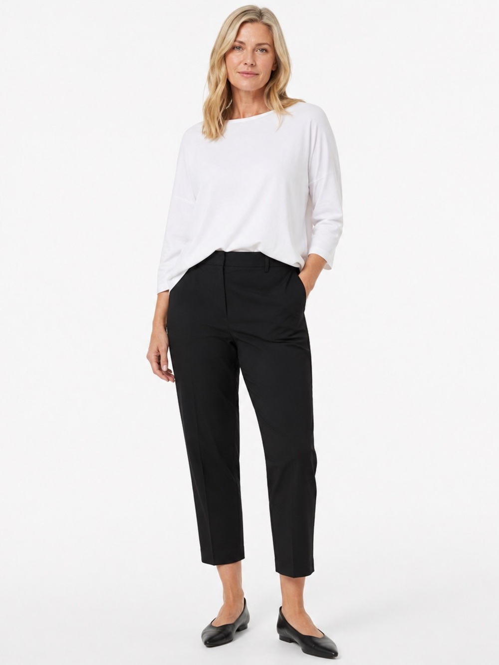 Eileen Fisher Black Stretch Cotton Ankle Pants size 1X 27” Inseam